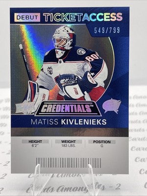 2020-21 Upper Deck Credentials - Blue Debut Ticket Access Matiss Kivlenieks /799