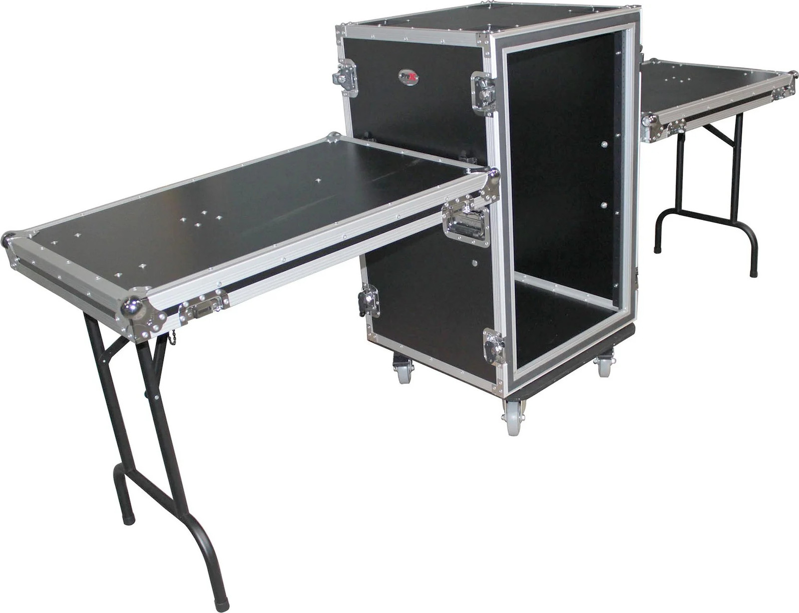 16U Vertical Shockproof Amp/Rack Case W/Dual Side Tables and 4 Casters (24" R...