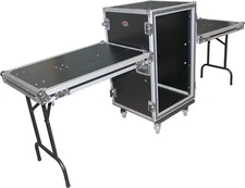16U Vertical Shockproof Amp/Rack Case W/Dual Side Tables and 4 Casters (24" R...
