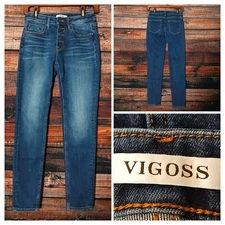 VIGOSS Jeans Size 25 Marley Skinny Button Fly Blue Denim Stretch
