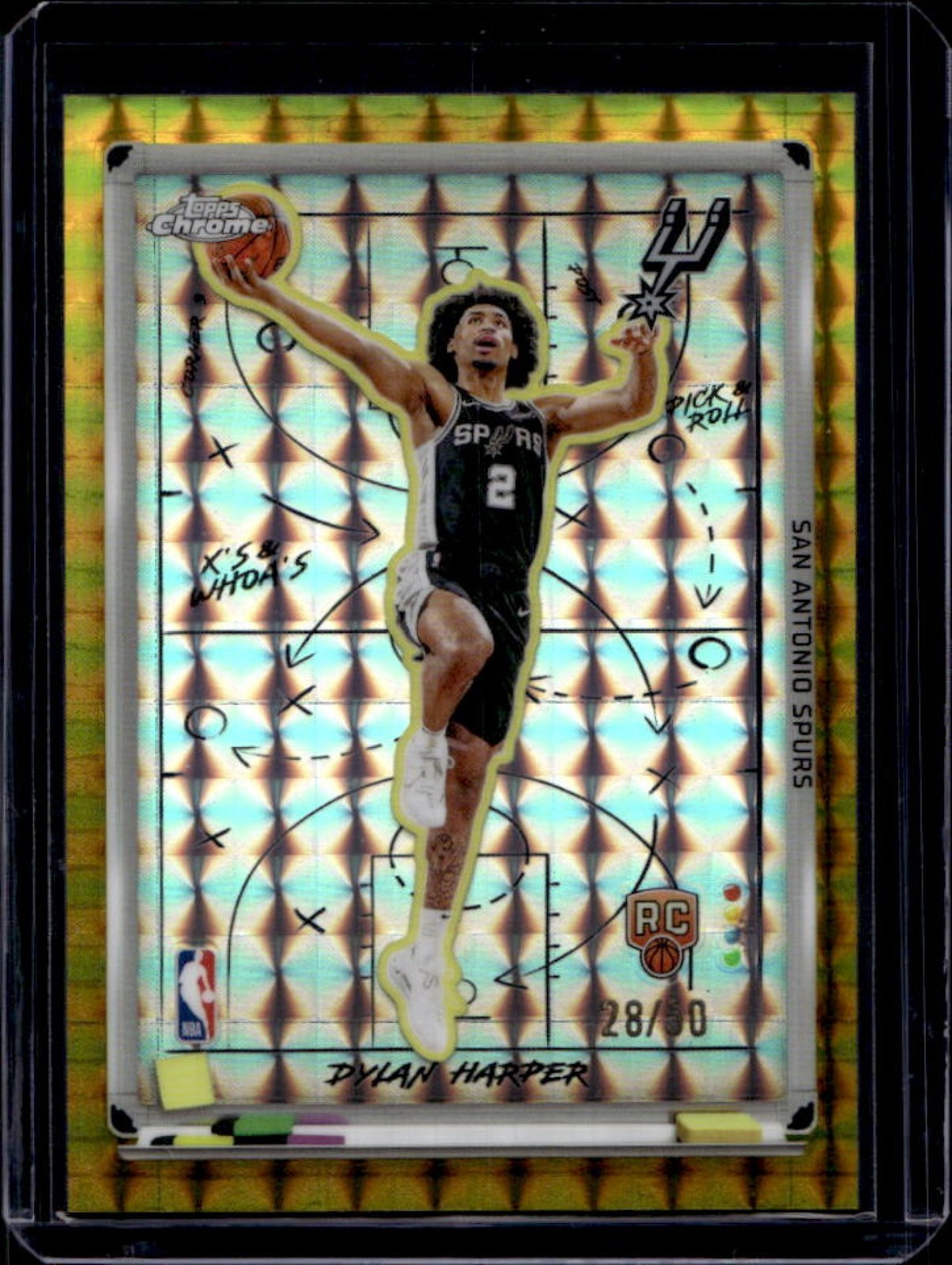 2025-26 Topps Chrome Dylan Harper X's Whoa's RC Geometric Gold Refractor #28/50