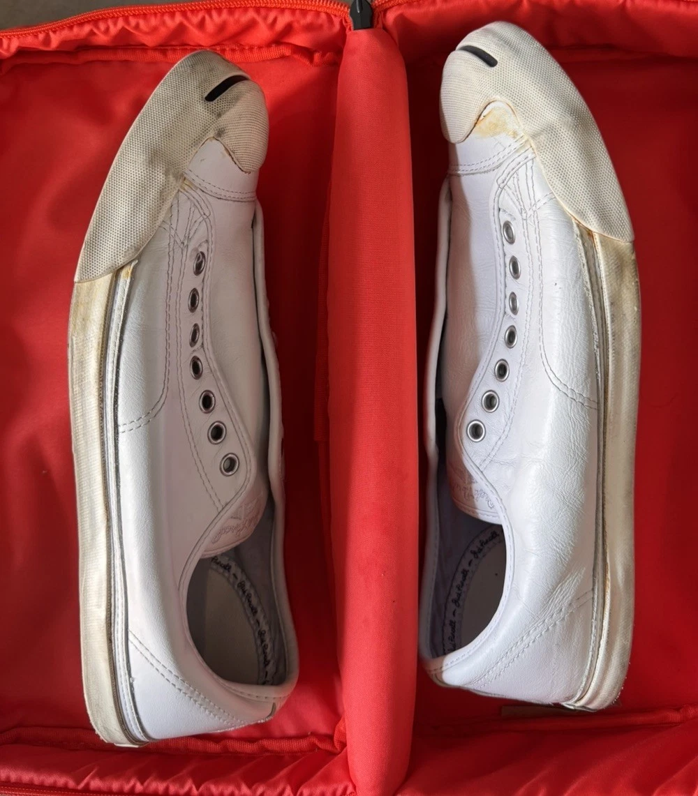 Coverse Jack Purcell Weiß Schnürlos Leder Unisex Turnschuhe Niedrig Größe 10,5 M