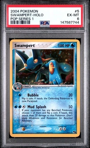 PSA 6 EX-MT 2004 Pokémon Pop Series 1 Holo #5 Swampert
