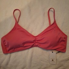 Shade  Shore Pink Ribbed Swimsuit Bikini Top Adjustable Straps Size XL 16 NEW
