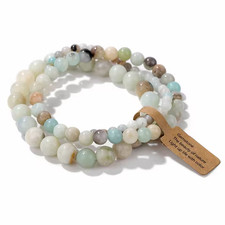 Luxury Natural Stone Bracelet Set 3Pcs Agate Rhodonite Beads Gift