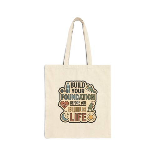 Heavy Cotton Fitness Canvas Tote - 15"x16" - Healthy Living Design