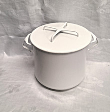 RARE White 1971 Dansk Kobenstyle 8 Qt Stock Pot Enamel w Lid France Jens Quistg