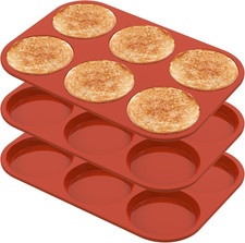 3 Pcs Silicone Muffin Top Pans/Egg Molds  Baking Non-Stick 4" Jumbo round Silico