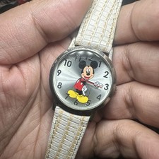 Working VTG Walt Disney Mickey Mouse UNISEX 34mm wrist watch New Battery Fit 7  