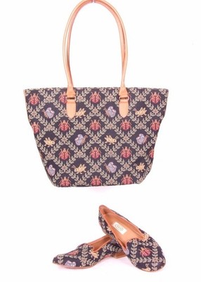 TALBOTS Tote Purse Ladies Bag with Matching Shoes SZ 9 1/2 B Ladybug Grasshopper