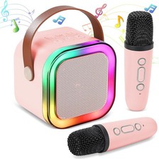 Mini Karaoke Machine Portable Bluetooth Karaoke Speaker W/ 2 Wireless