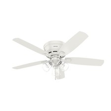 Hunter Fan 52 inch Low Profile Fresh White Ceiling Fan with Light and Pull Chain