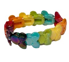Disney Iridescent Rainbow Minnie Mouse Multi Color Stretch Elastic Bracelet