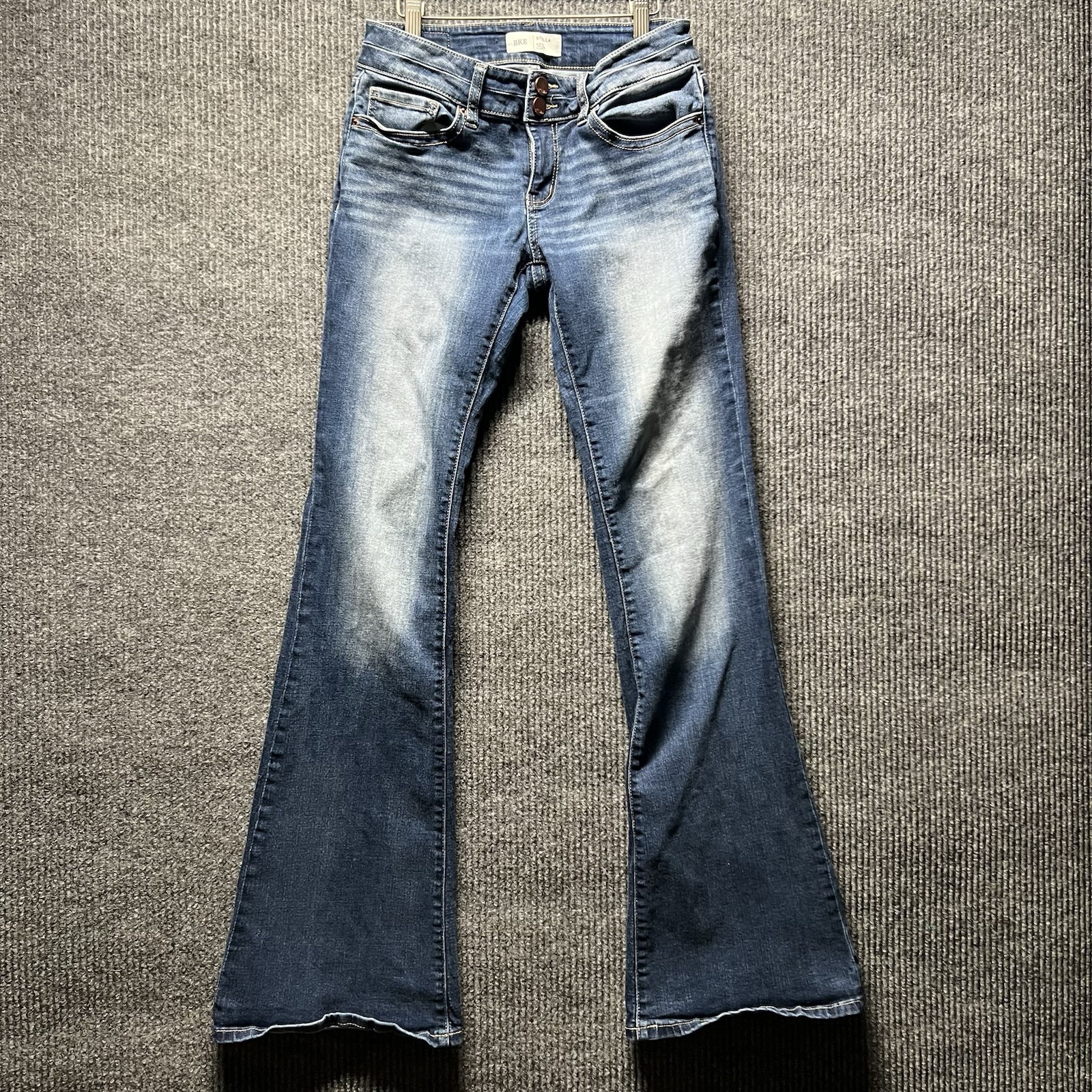 BKE Stella Womens Jeans 28x35.5 Slim Fit Low Rise Flare Stretch Blue