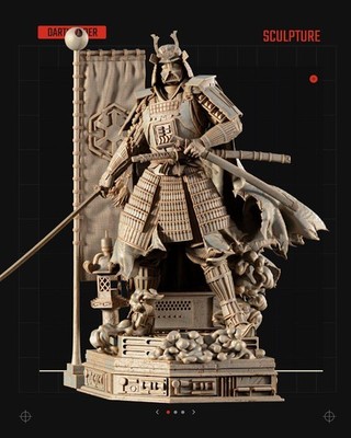 Darth Vader Samurai Star Wars Motto 3D Figur / Diorama / Skulptur von sw3d