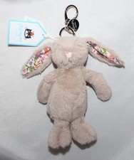 Jellycat Bashful Blossom Beige Bunny Petal Bag Charm Plush Keychain Clip NWT