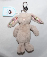 Jellycat Bashful Blossom Beige Bunny Petal Bag Charm Plush Keychain Clip NWT