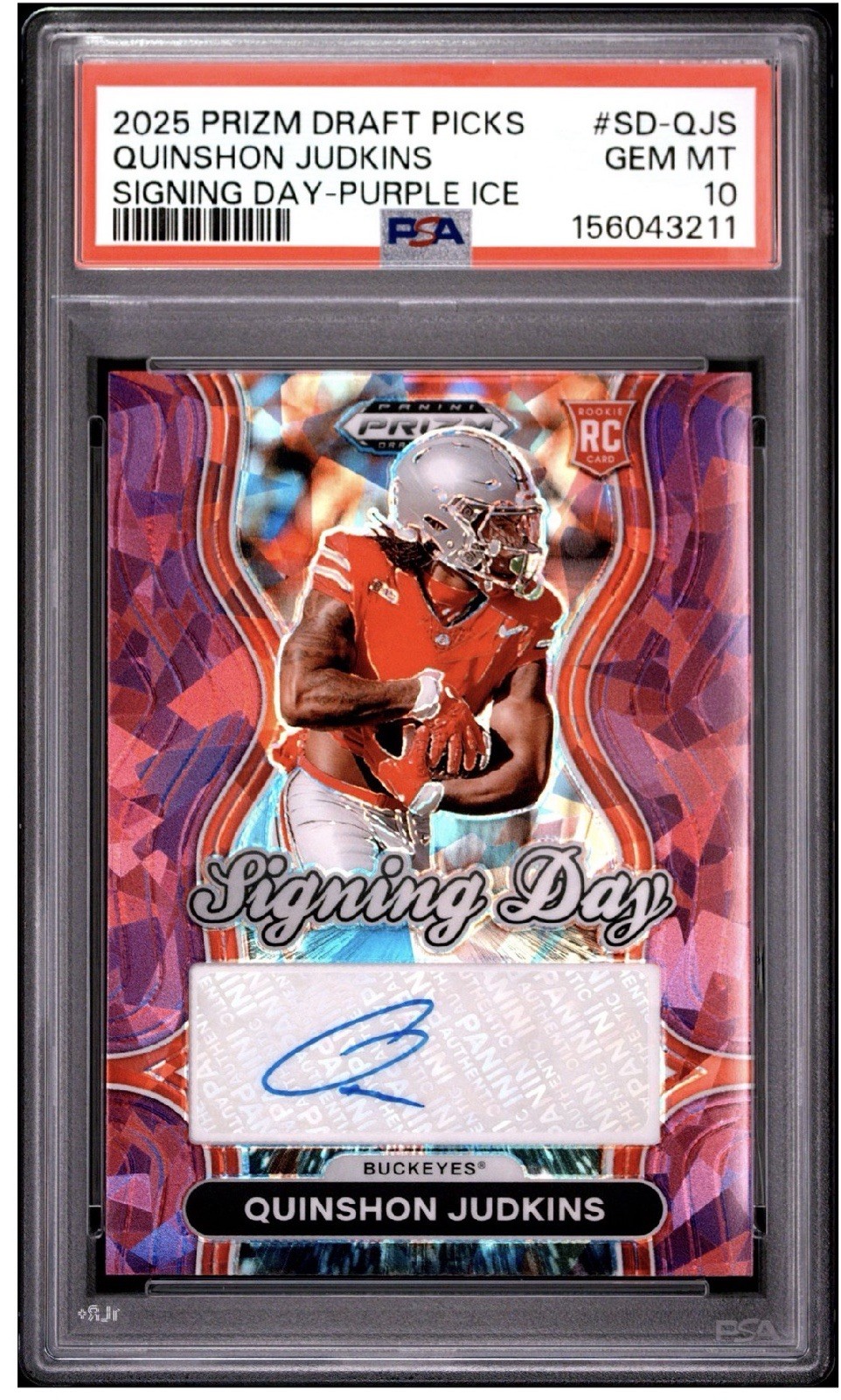 Quinshon Judkins Panini Prizm Draft Picks Signing Day #SDQJS Purple Ice