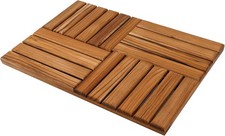 Teak Wood Bath Mat, Wooden Shower Mat for Bathroom, 24 x 16 inch Non Slip Wood