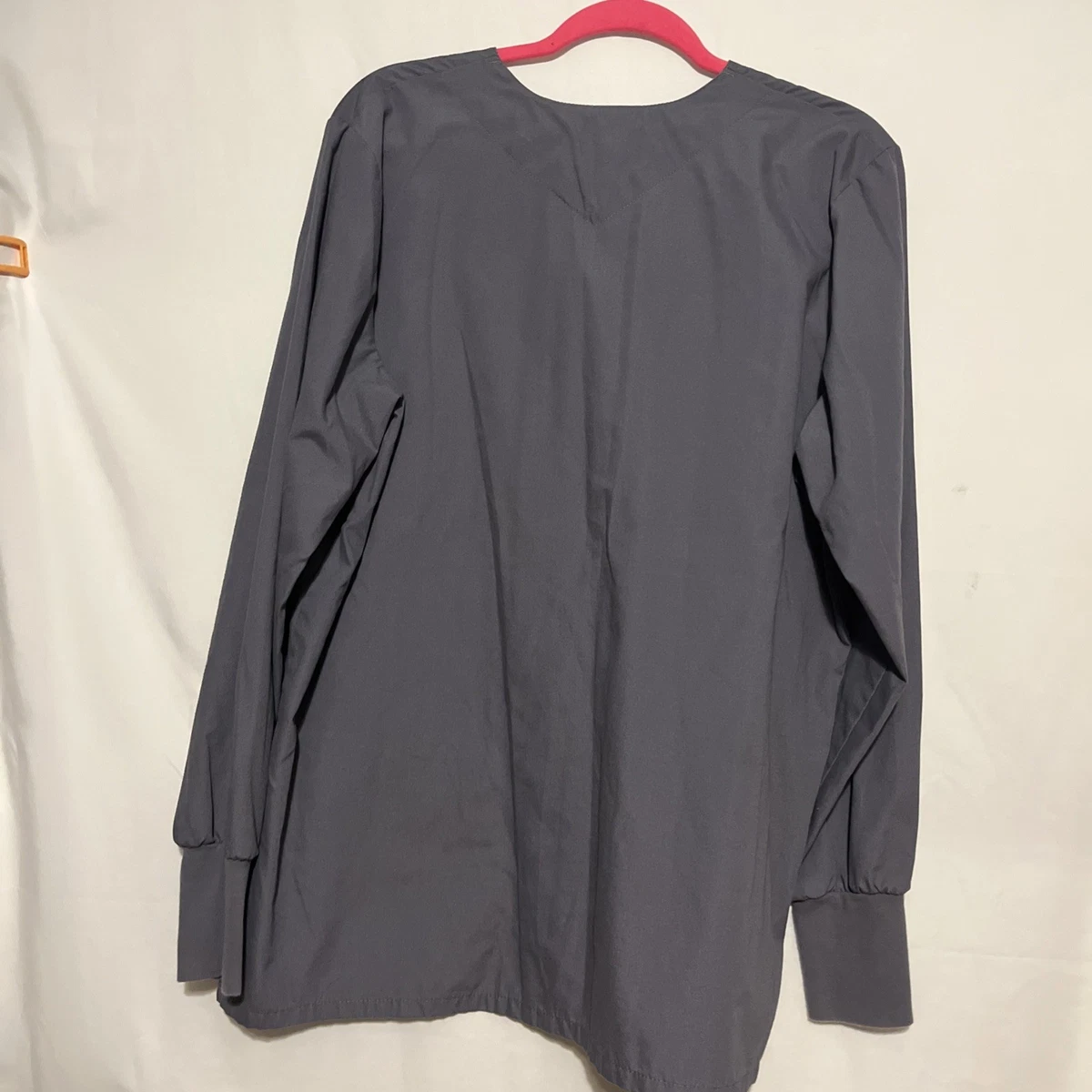 Landau Grey Snap Close Scrub Coat Jacket Large