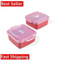 Stoneware - 5" x 5" Baking Dishes for Oven with Silicone Covers,  Mini Cerami...