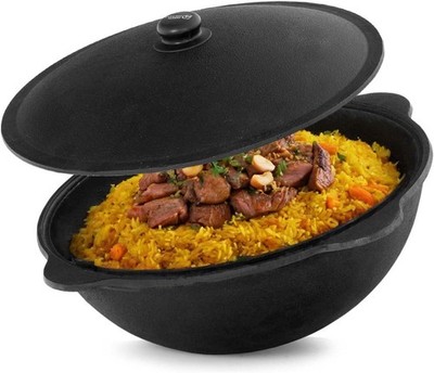 Kazan aus Gusseisen 16L Aluminium Deckel WOK Schwenktopf NAMANGAN Uzbek Kasan