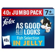FELIX As Good it Looks Senior 7+ Fish Selection in Jelly 85 g (Pack of 40)  5.32 per kilo