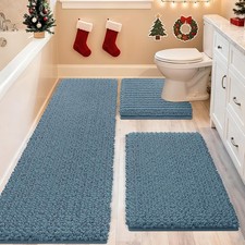 Upgrade Extra Large Haze Blue Bathroom Rug Set 3 Pieces Ultra Soft, Thick Abs...