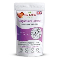 Magnesium Citrate Capsules 740mg Muscle Energy Supplement - 90 Capsules 0.07 per thousand milligrams