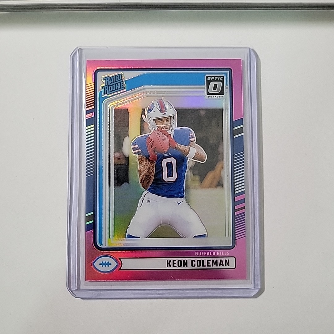 2024 Panini Donruss Rated Rookie Keon Coleman #358 Optic Preview Pink Prizm (RC)