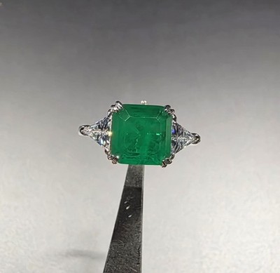 4 Ct Emerald Lab Created CZ Ring 925 Sterling Silver Engagement Size 8 USA 