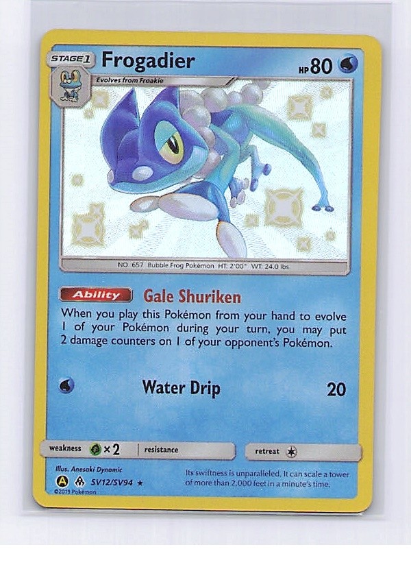 Frogadier SV12/SV94 Shiny Rare Hidden Fates Shiny Vault Pokemon Near Mint