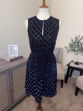 J Crew A-Line Dress Blue Black Polka Dot Size 2 Fits XS Or S Small