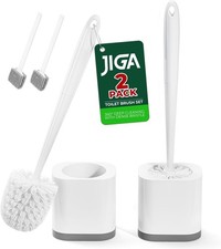 Toilet Bowl Brush and Holder, White, 2 Pack