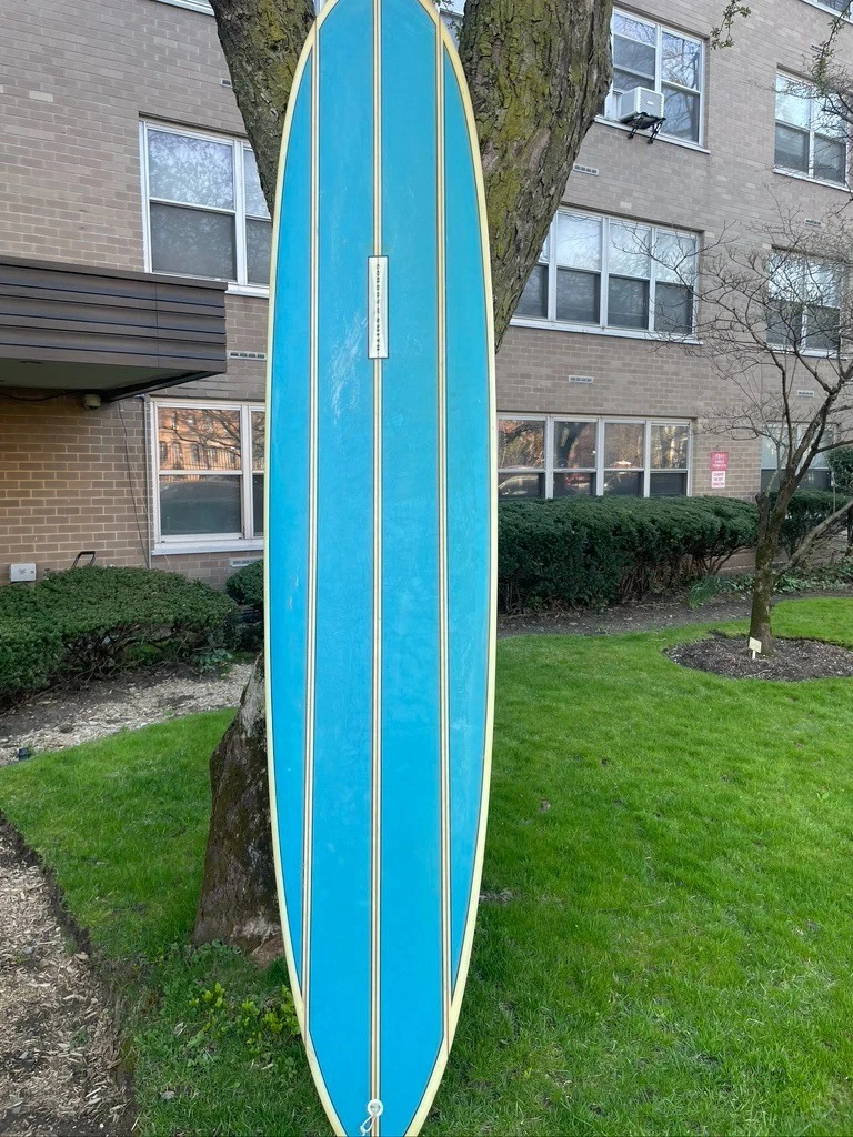 GORDON AND SMITH 9' CLASSIC LONGBOARD WITH BOARD BAG. GOOD