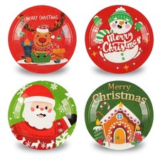 48PCS Christmas Paper Plates Disposable, 7" Paper Plates Holiday Dessert Plat...