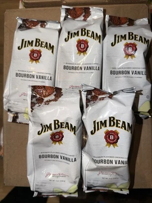 Jim Beam Bourbon Vanilla Flavored Ground Coffee, 4oz Bags, 5 count