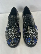 Prada Men’s Brushed leather with studs and rhinestones Derby Sz U S 11