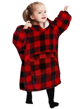 KFUBUO Kids Wearable Blanket Hoodie, Sherpa Sweatshirt, Toddler 2-6 Years