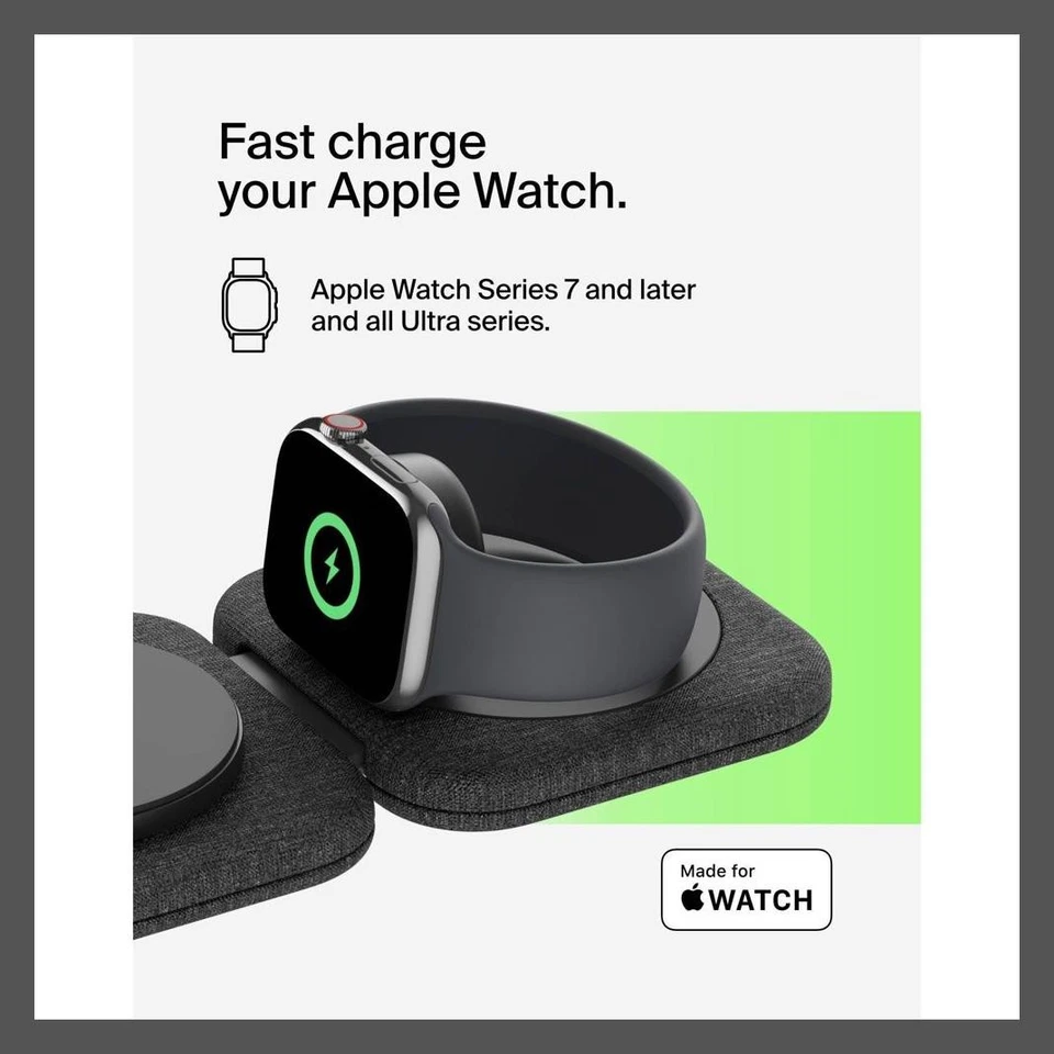 Almohadilla de viaje Belkin Qi2 2 en 1 carga rápida compatible con MagSafe negra Foto 4 de 4