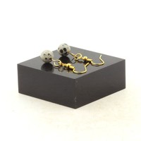 Steine Und MinéRaux. Ohrringe 1 Perle Dalmatiner Jaspis 8 Mm Stahl I