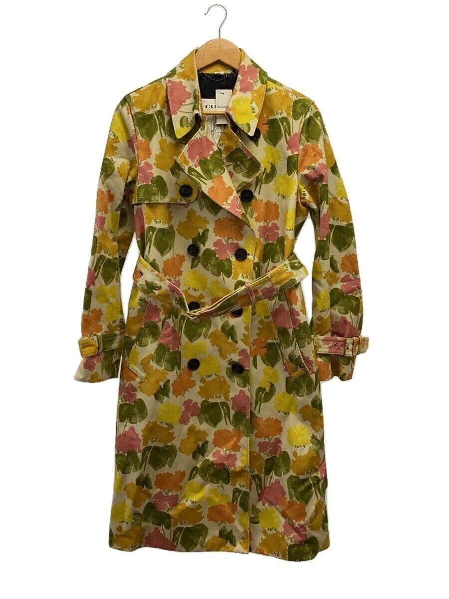 COACH Trench Cappotto M Cotone BEG Stampa Floreale CF056