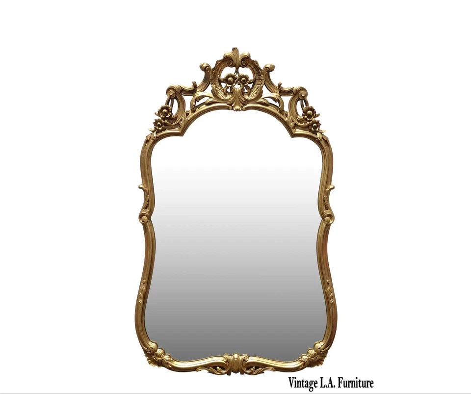 Espejo antiguo francés provincial dorado ornamentado madera maciza Foto 2 de 4