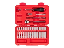 TEKTON 1/4 Inch Drive 6-Point Socket and Ratchet Set with Case, 34-Piece (4-1...