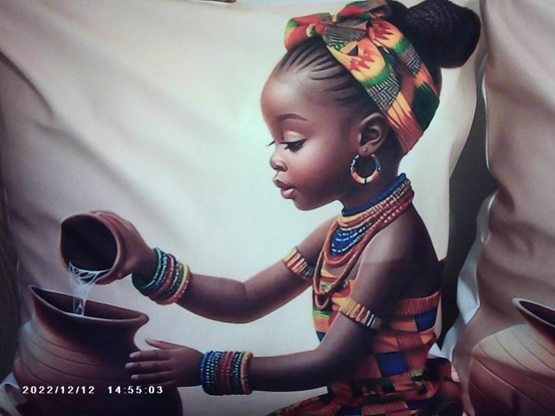 Two New 18 x 18 Throw Pillows Of a Beautiful African Girl In Cultural Attire