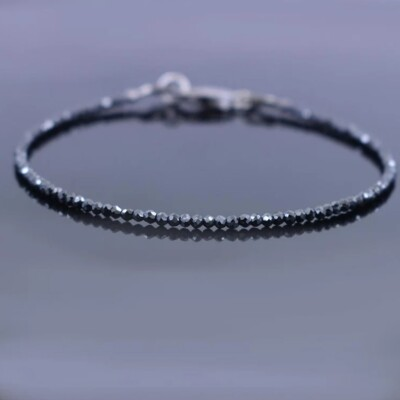 #ad 4 mm Black Diamond Unisex Bracelet 7.5 Inches Quality AAA Certified $101.00