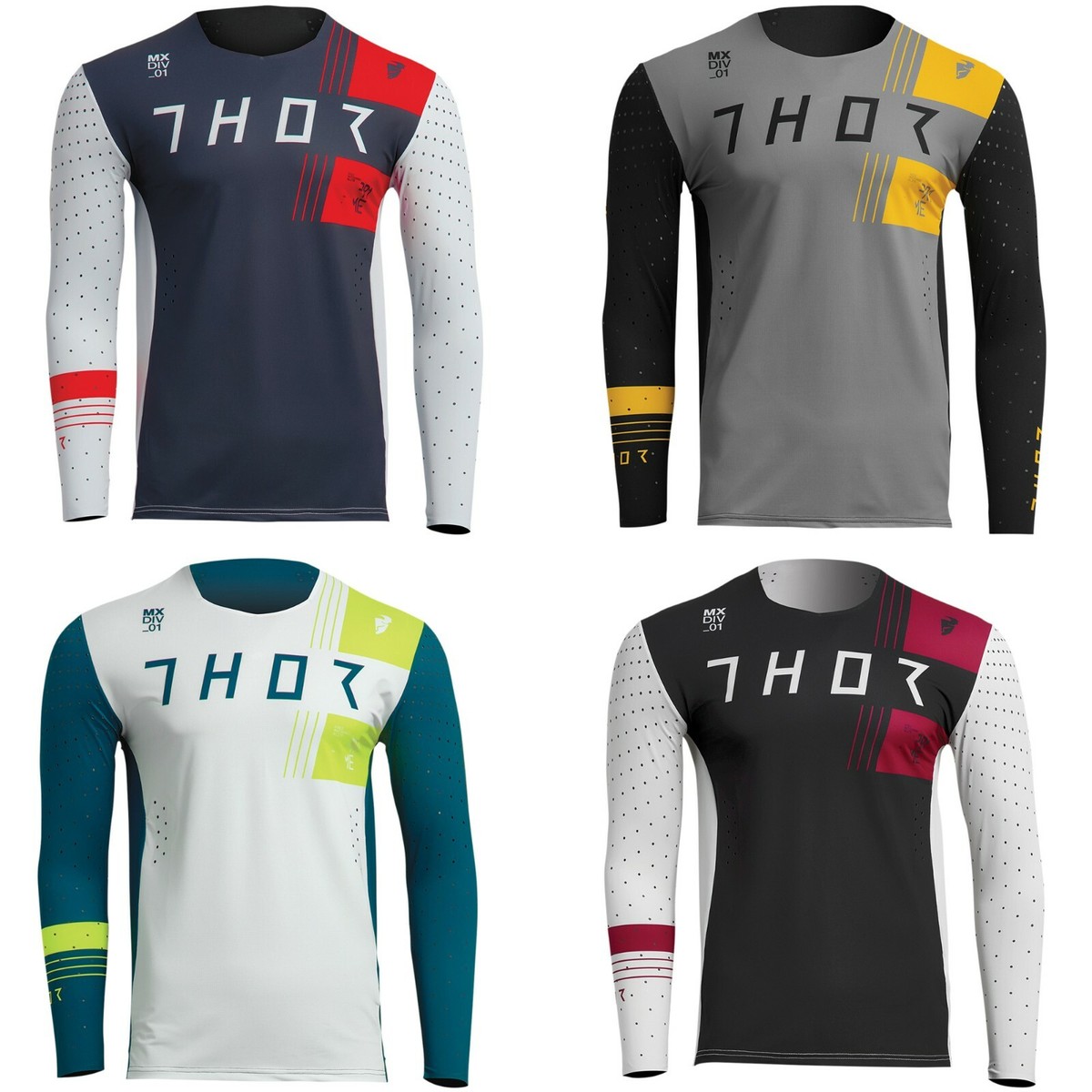 THOR PRIME MOTOCROSS MX JERSEY STRIKE WHITE PURPLE GREY BLACK RED BLUE