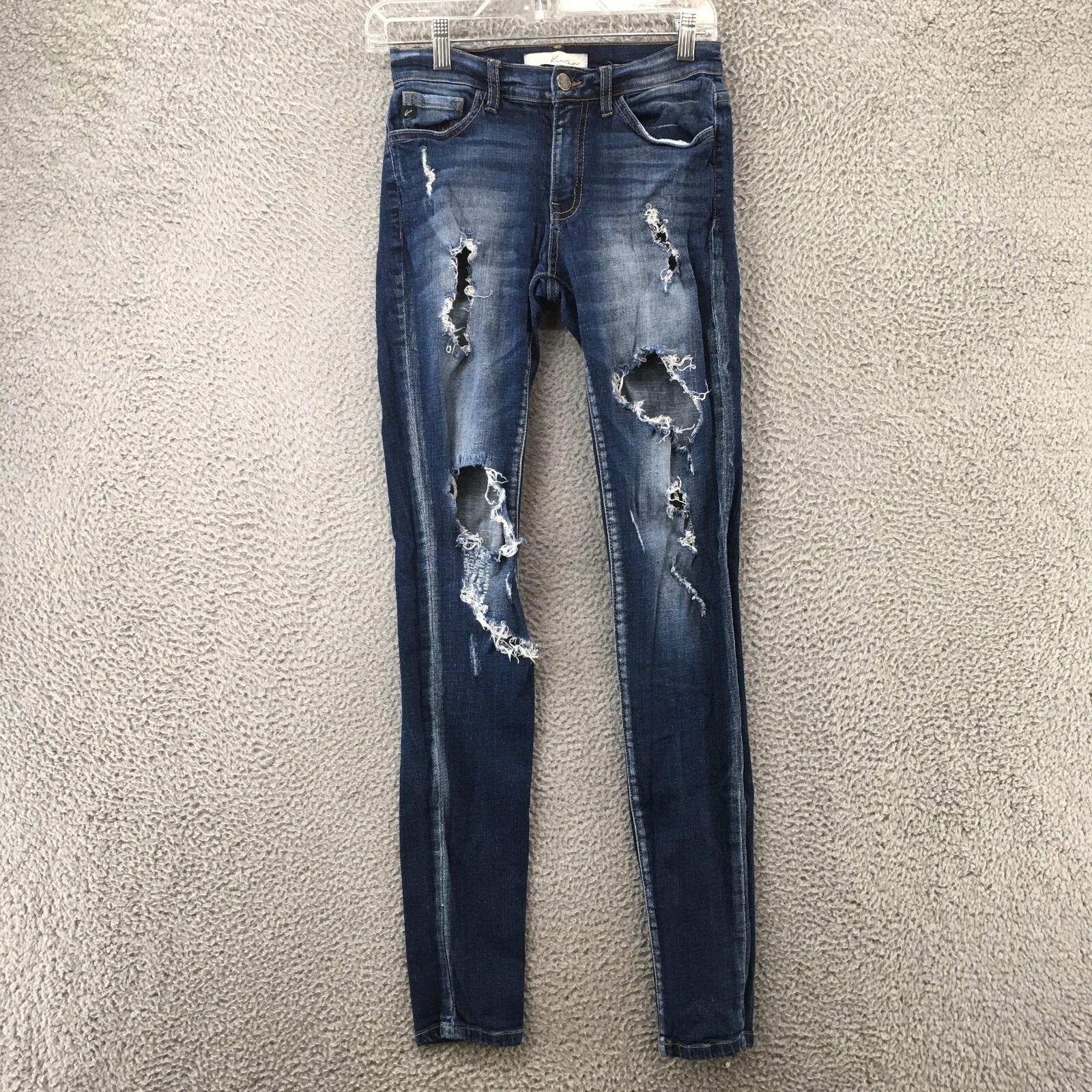 Kancan Skinny Jeans Womens 5 Blue Medium Wash Denim Cotton Blend Distressed Zip-image