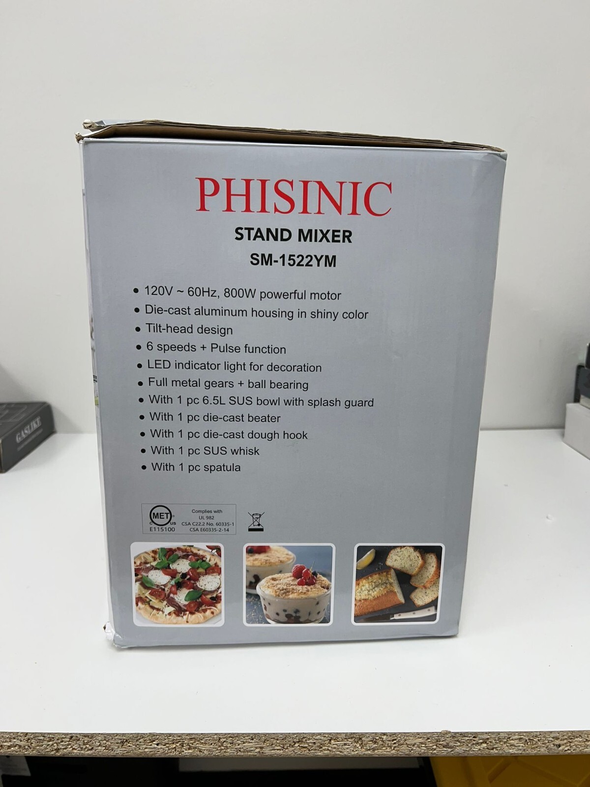 New PHISINIC SM1522YM 6.5L 800W Household Stand Mixers,TiltHead Food