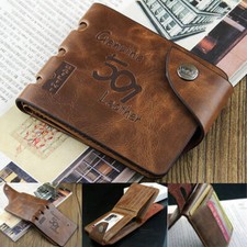 Men's Leather Business Wallet Multi-Card Slot Coin Wallet Card Purse Window Slot